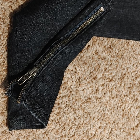 Guess Skinny Jean Distressed Women Sz 28 Leather Patches Ankle Zipper Pre-owned - Picture 6 of 7